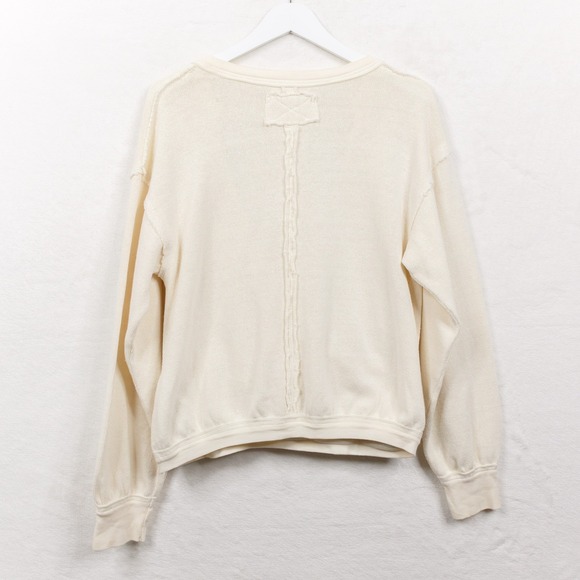 WE‎ THE FREE People Anyway Plunge Neck Long Sleeve Top Draped Faux Wrap Cream XS - Picture 5 of 8